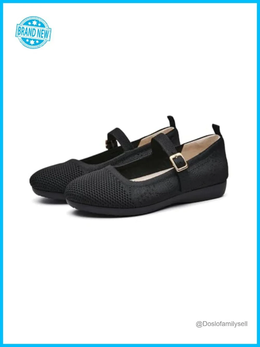 Women's Comfortable Mary Jane Flats Washable Knit Mesh Non-Slip Work Shoes